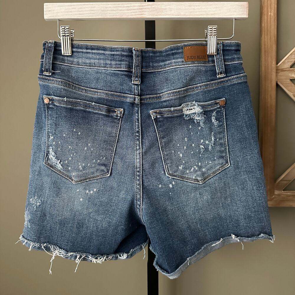 Judy Blue Jean Shorts Women’s M Beach Splash Mid Rise Stretch - Picture 3 of 4